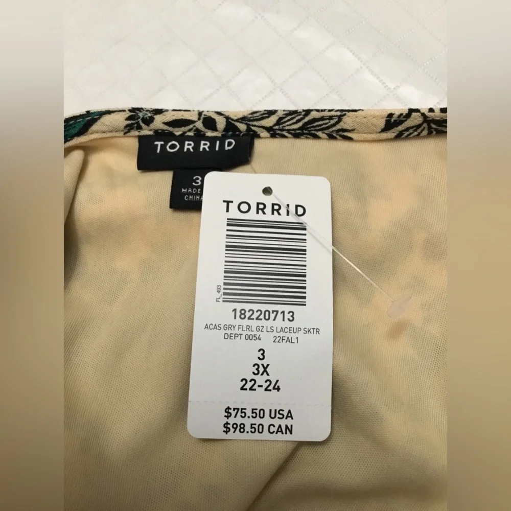 torrid Cream Floral Crochet-Trim Maxi Dress with Teal Accents - Picture 8 of 16